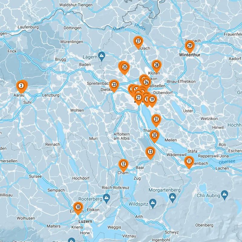 Karte: Squarefoot-Standorte in der Schweiz